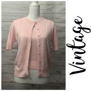 [ Vintage ] Knit Sweater Set with Shell Buttons